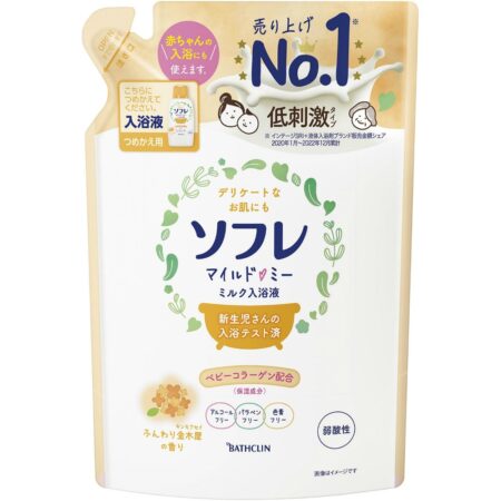 Sofre Mild Me Milk Bath Liquid, Soft Osmanthus Scent, Refill, 600mL