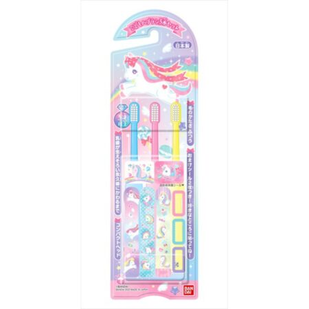Children's toothbrush set of 3 - Sparkly pastel unicorn
