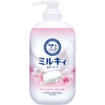 Milky body soap, floral soap scent, pump included
