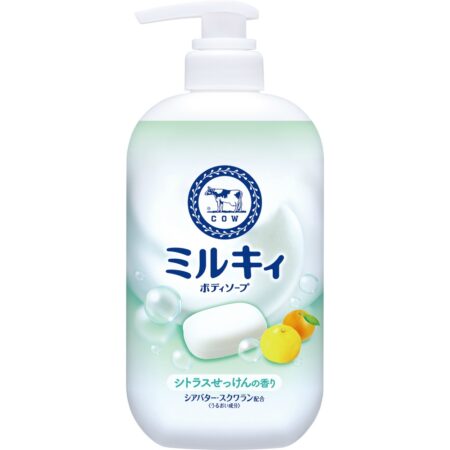 Milky body soap, citrus soap scent, pump included
