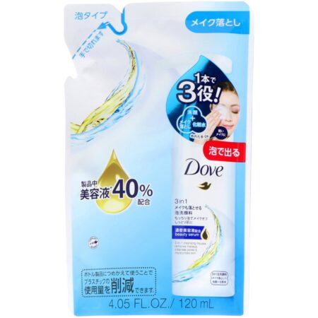 Dove 3-in-1 Make-up Removing Foam Cleanser, Replacement, 120ml