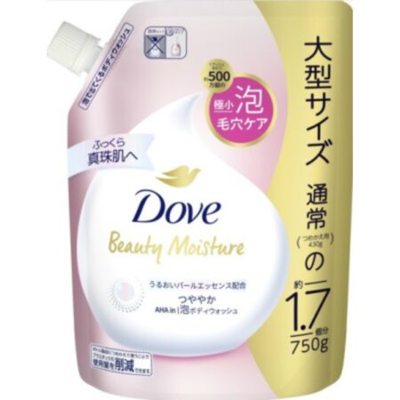 Dove Beauty Moisture Foaming Body Wash, Shiny, Refill, 750g