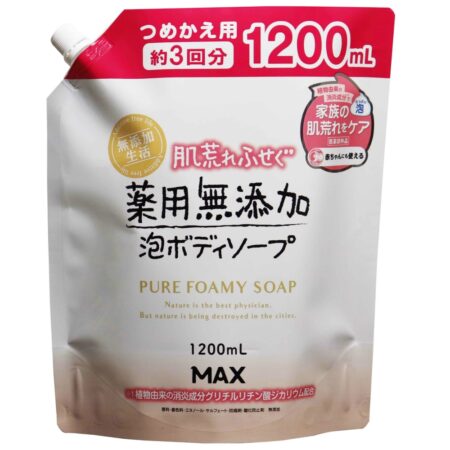 Medicated additive-free foaming body soap that prevents rough skin, refillable, large capacity