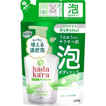 Hadakara Body Soap, smooth feel type foam, green citrus scent, refill