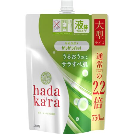 Hadakara Body Soap, Smooth Feel Type, Green Citrus Scent, Large Refill Size
