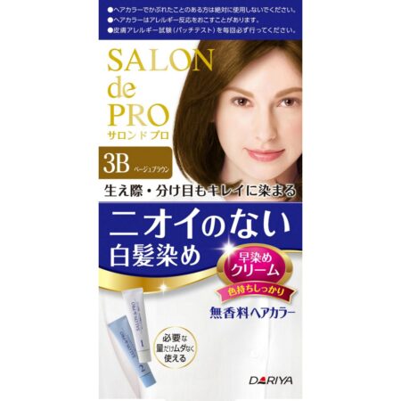 Salon de Pro Fragrance-free Hair Color Quick Dye Cream (for Gray Hair) 3B (Beige Brown)