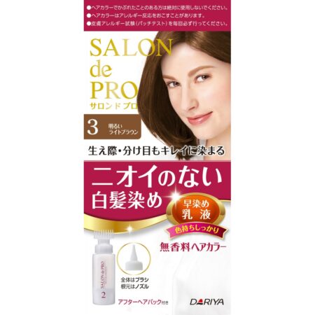 Salon de Pro Fragrance-Free Hair Color Quick-Dye Milk Lotion (for Gray Hair) 3 Light Brown