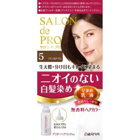 Salon de Pro Fragrance-free Hair Color Quick Dye Milk Lotion (for Gray Hair) 5 <Natural Brown>